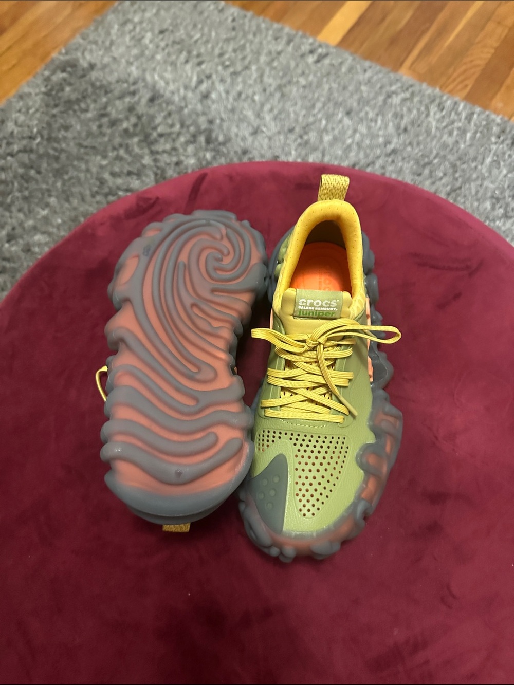 CROCS Two-Tone Olive Green and Mustard Yellow Women's Sneakers - Picture 10 of 10